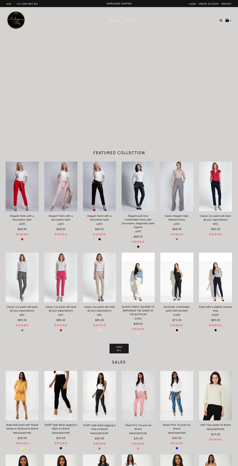 mahoganyfair.com shopify website screenshot