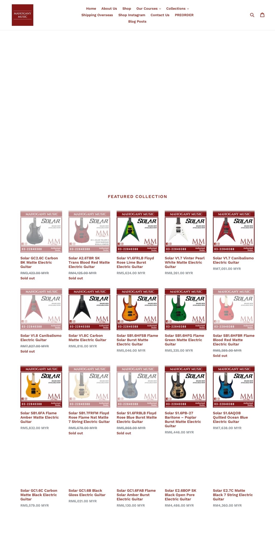 mahoganymusic.com.my shopify website screenshot