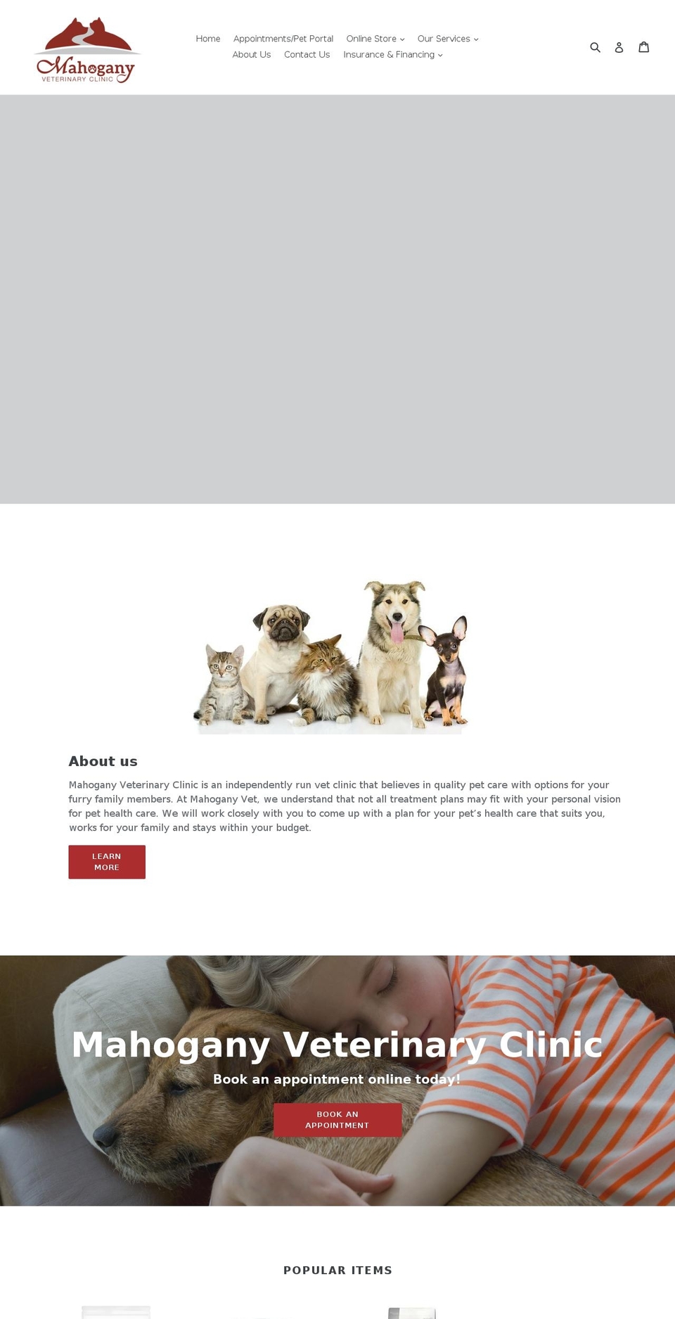 mahoganyvet.com — Shopify storefront screenshot