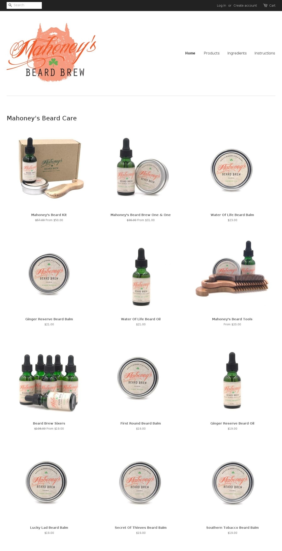 mahoneysbeardbrew.com shopify website screenshot
