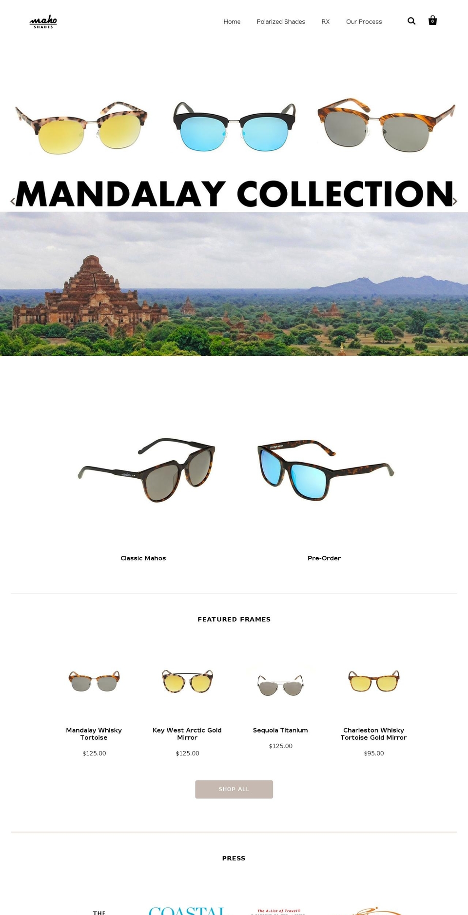 mahoshades.com shopify website screenshot