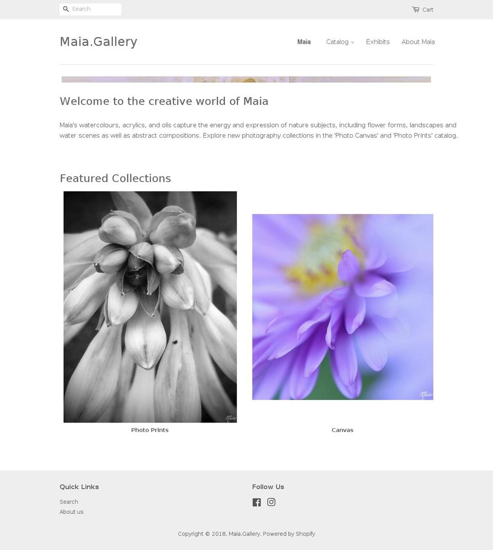 maia.gallery shopify website screenshot