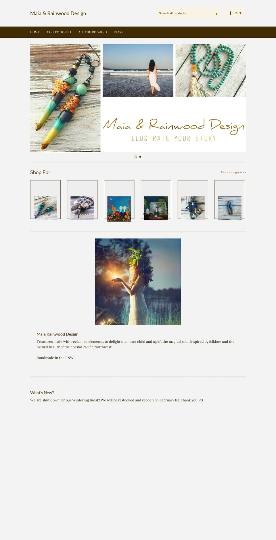 maiaandrainwood.com shopify website screenshot