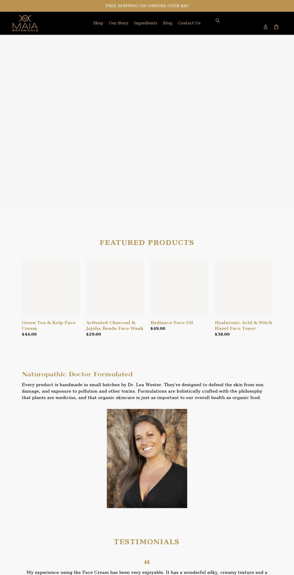 maiabotanicals.com shopify website screenshot
