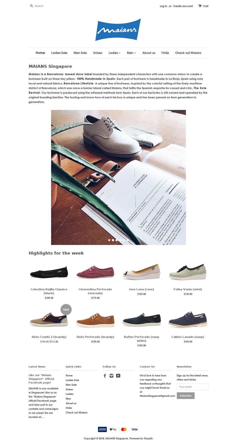maianssg.com — Shopify storefront screenshot