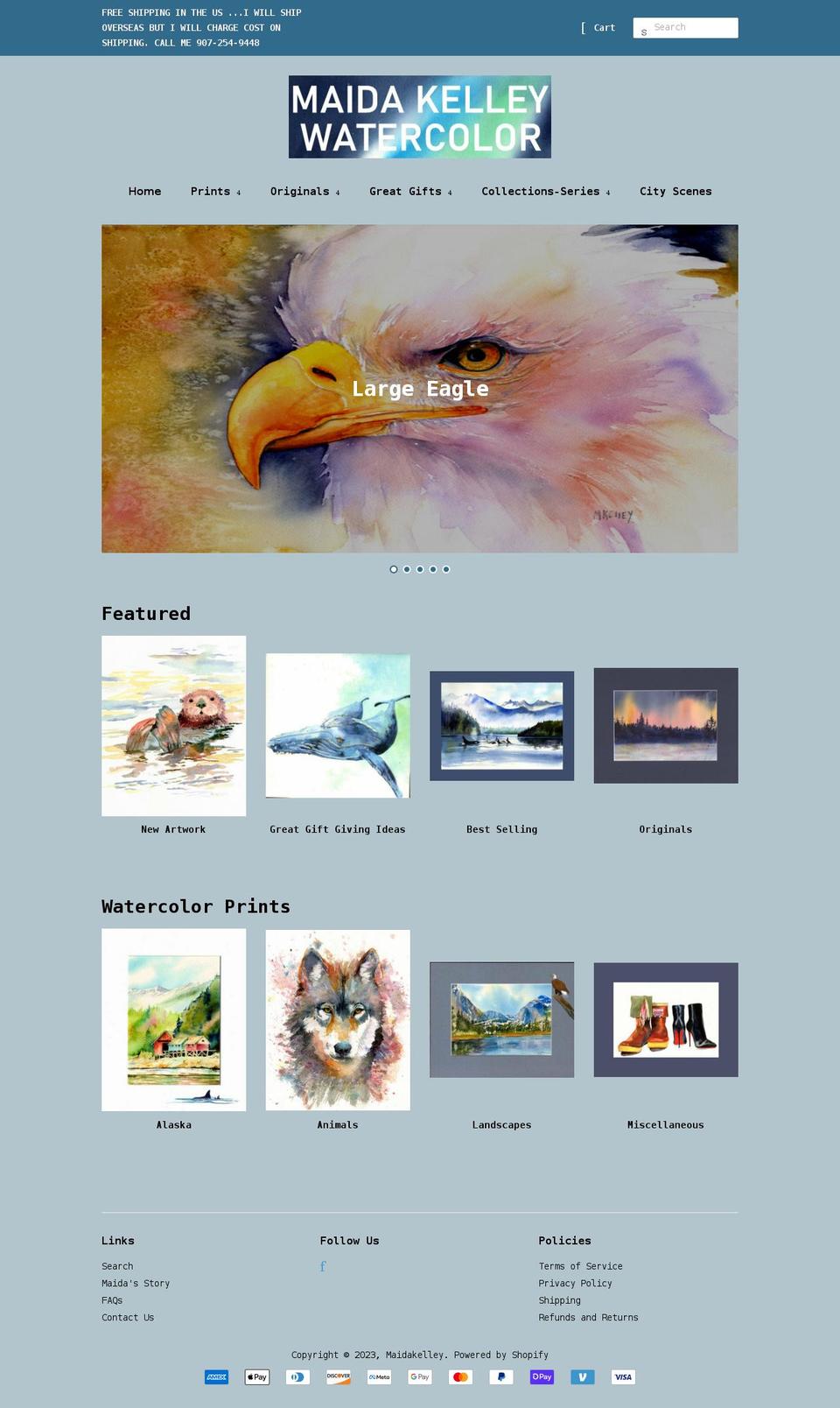 maidakelleywatercolor.myshopify.com shopify website screenshot