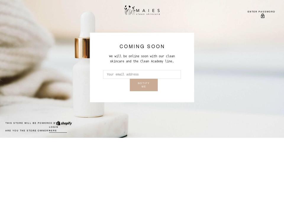 maieskin.com shopify website screenshot