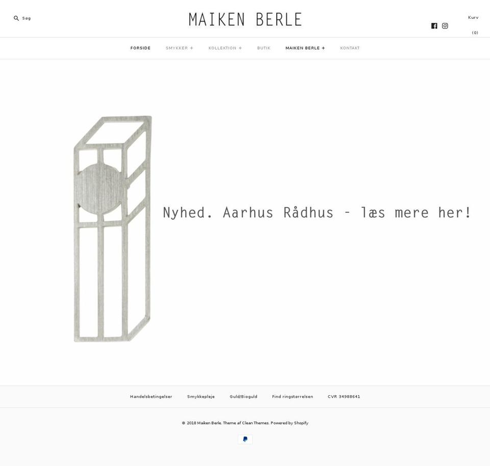 maikenberle.dk shopify website screenshot