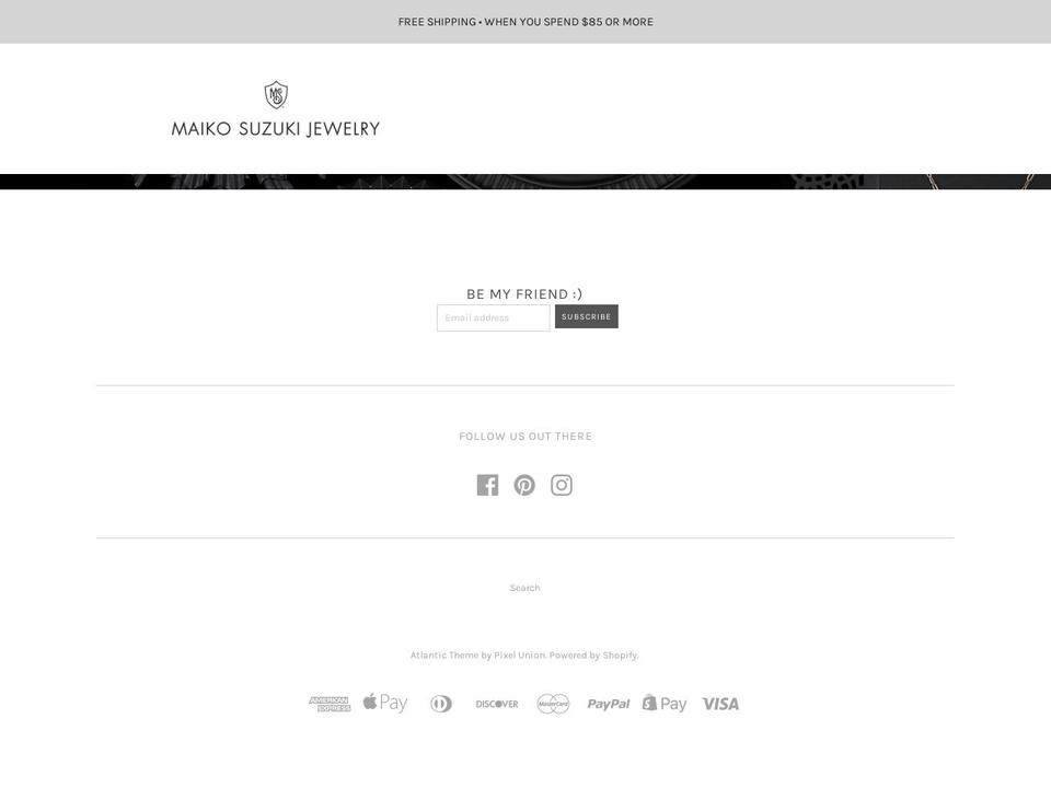 maikosuzukijewelry.com shopify website screenshot
