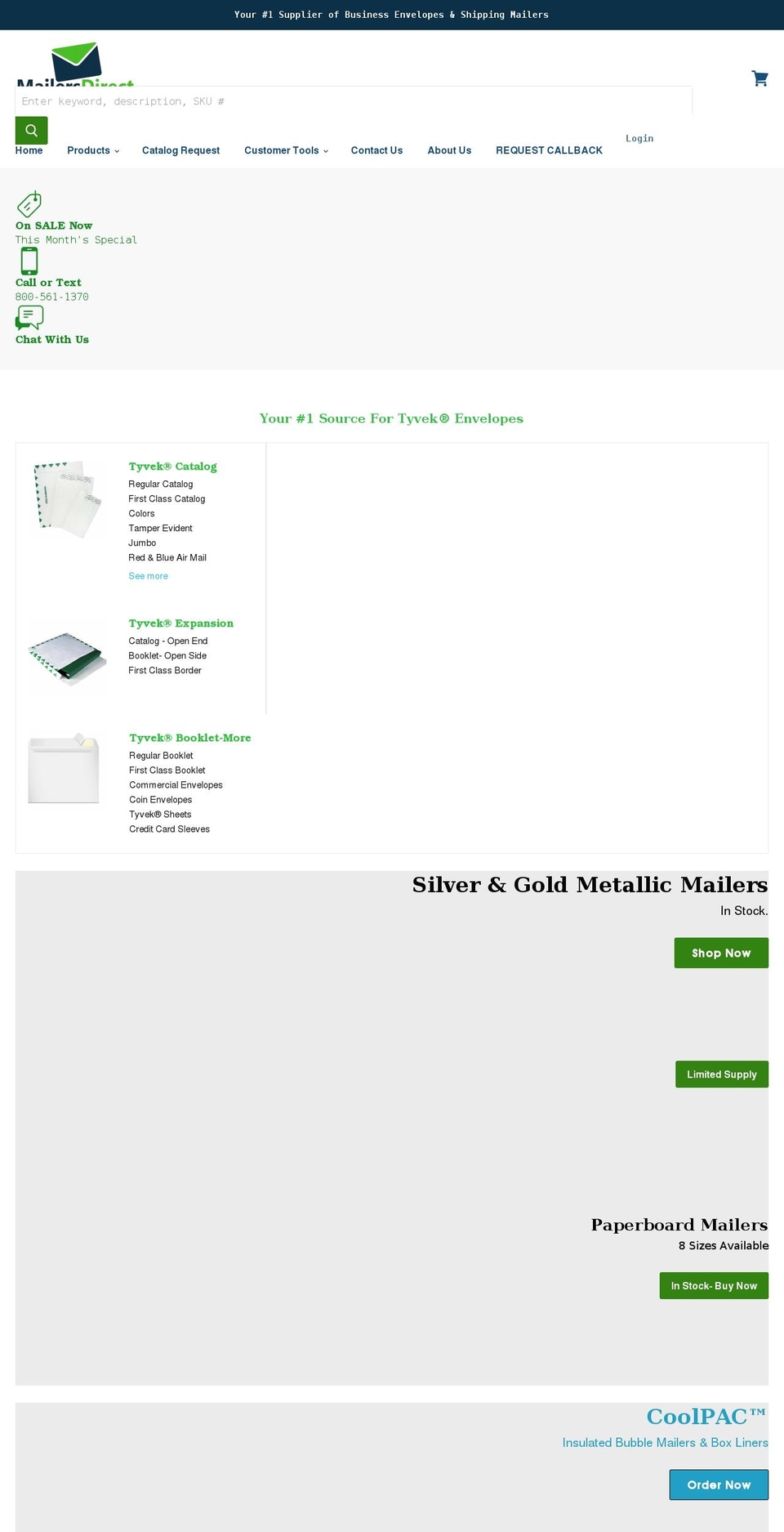 mailersdirect.com shopify website screenshot