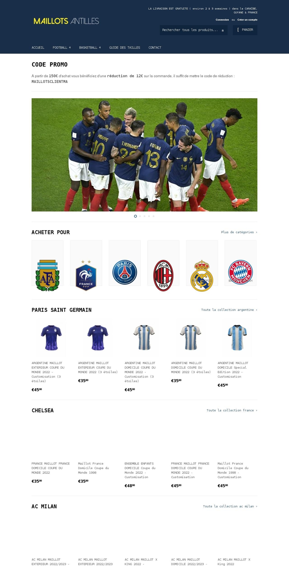 maillots-antilles.com shopify website screenshot