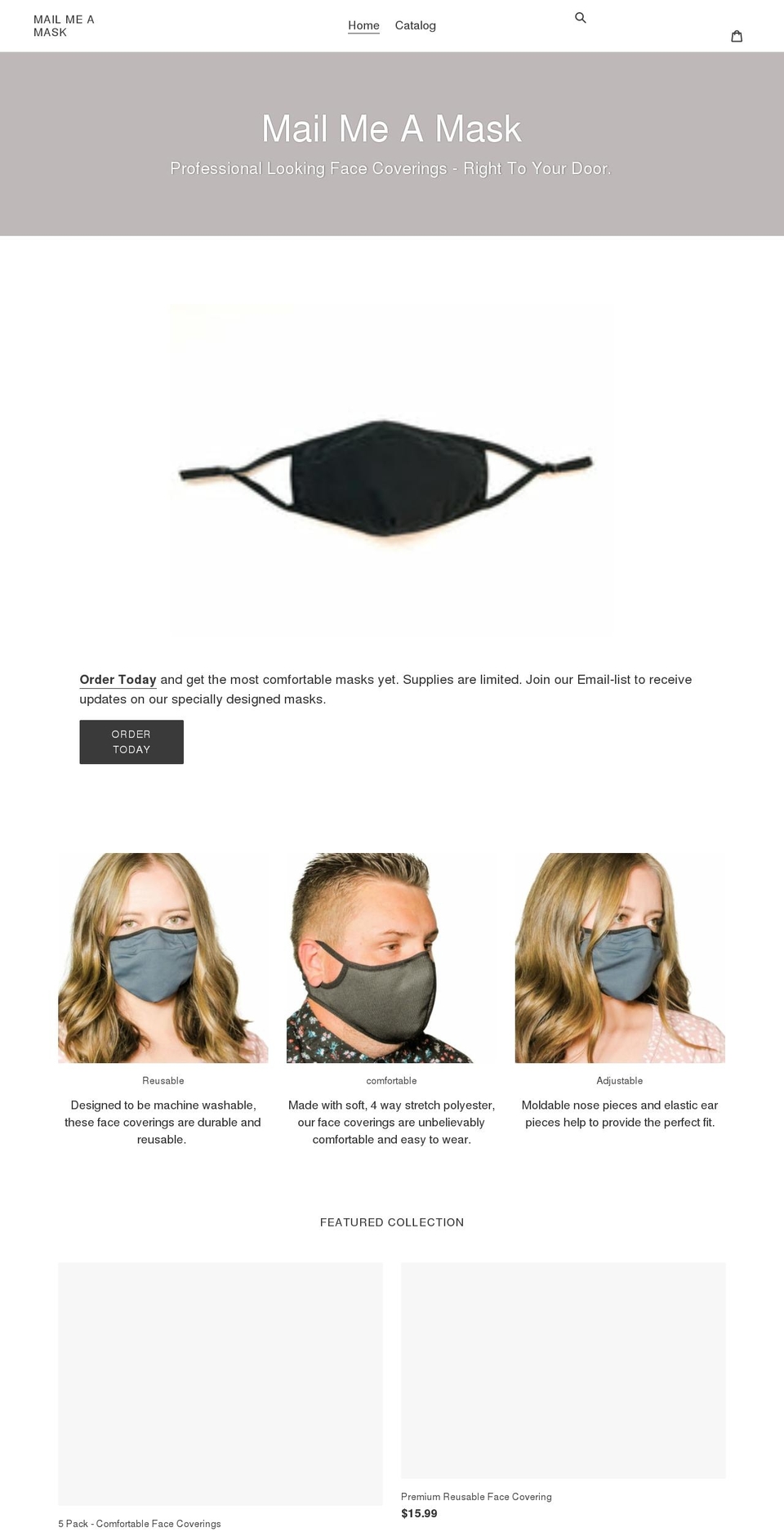 mailmeamask.com shopify website screenshot