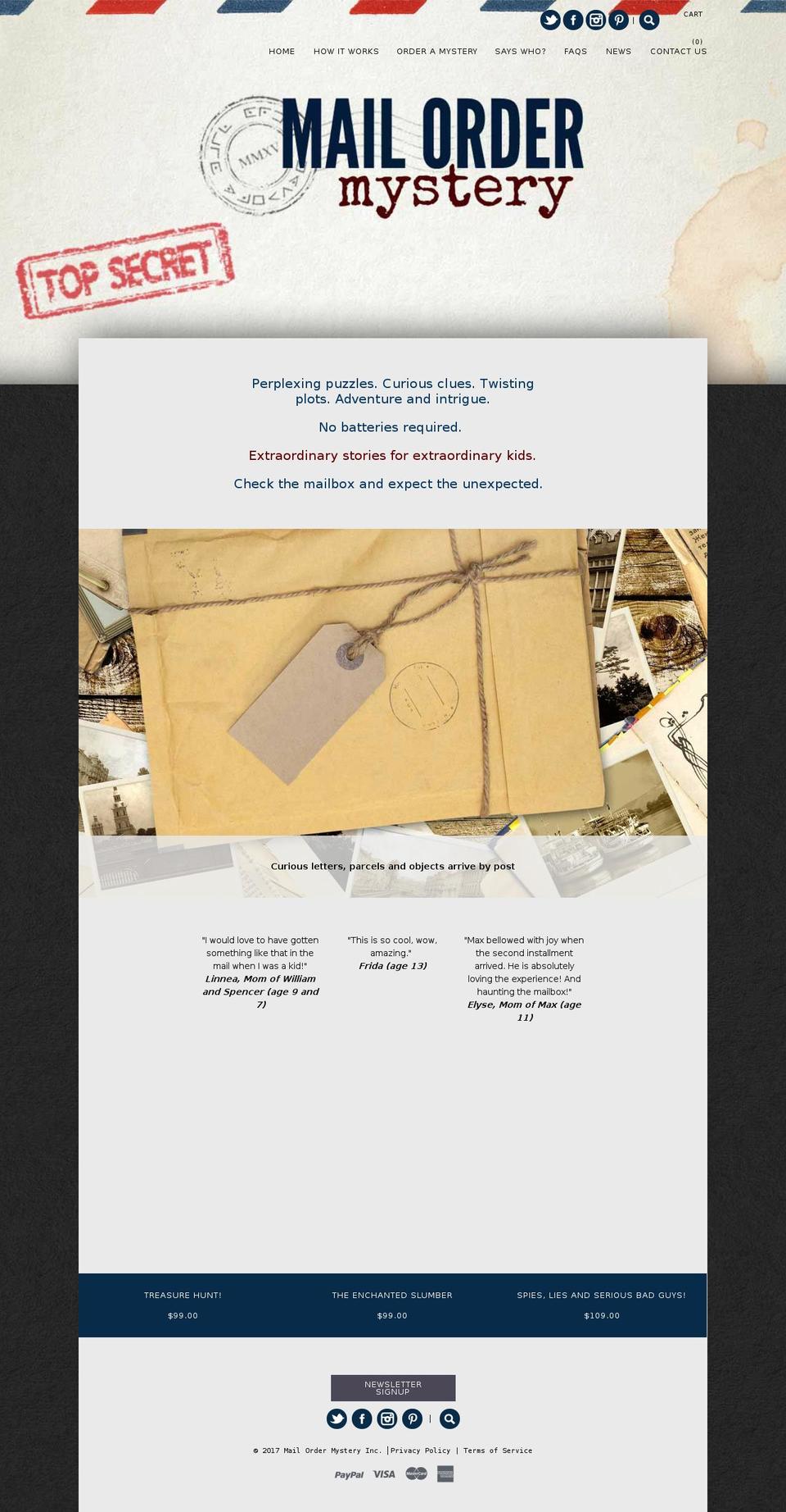 mailordermystery.com shopify website screenshot
