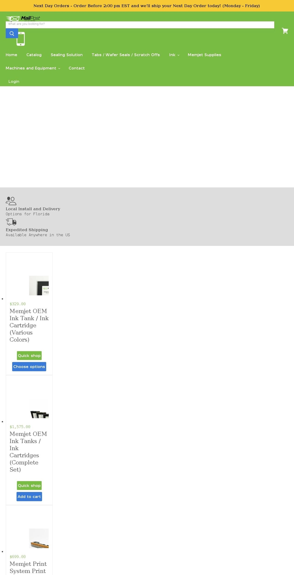 mailpostsystems.com shopify website screenshot