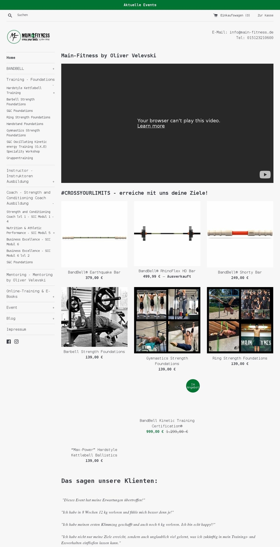 main-fitness.com shopify website screenshot