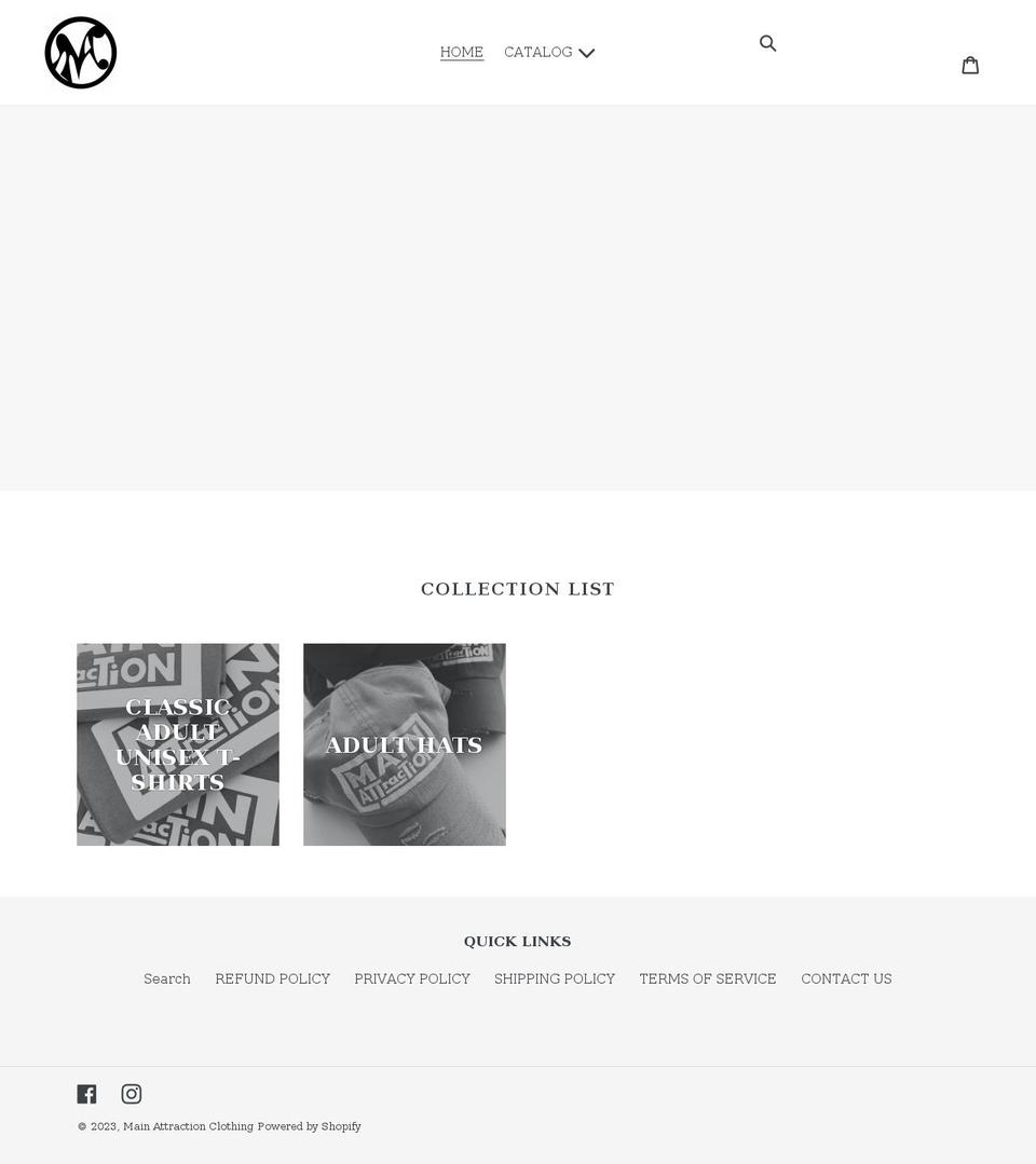 mainattractionclothing.com shopify website screenshot