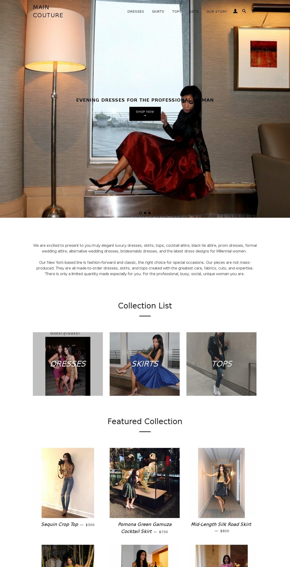 maincouture.com — Shopify storefront screenshot