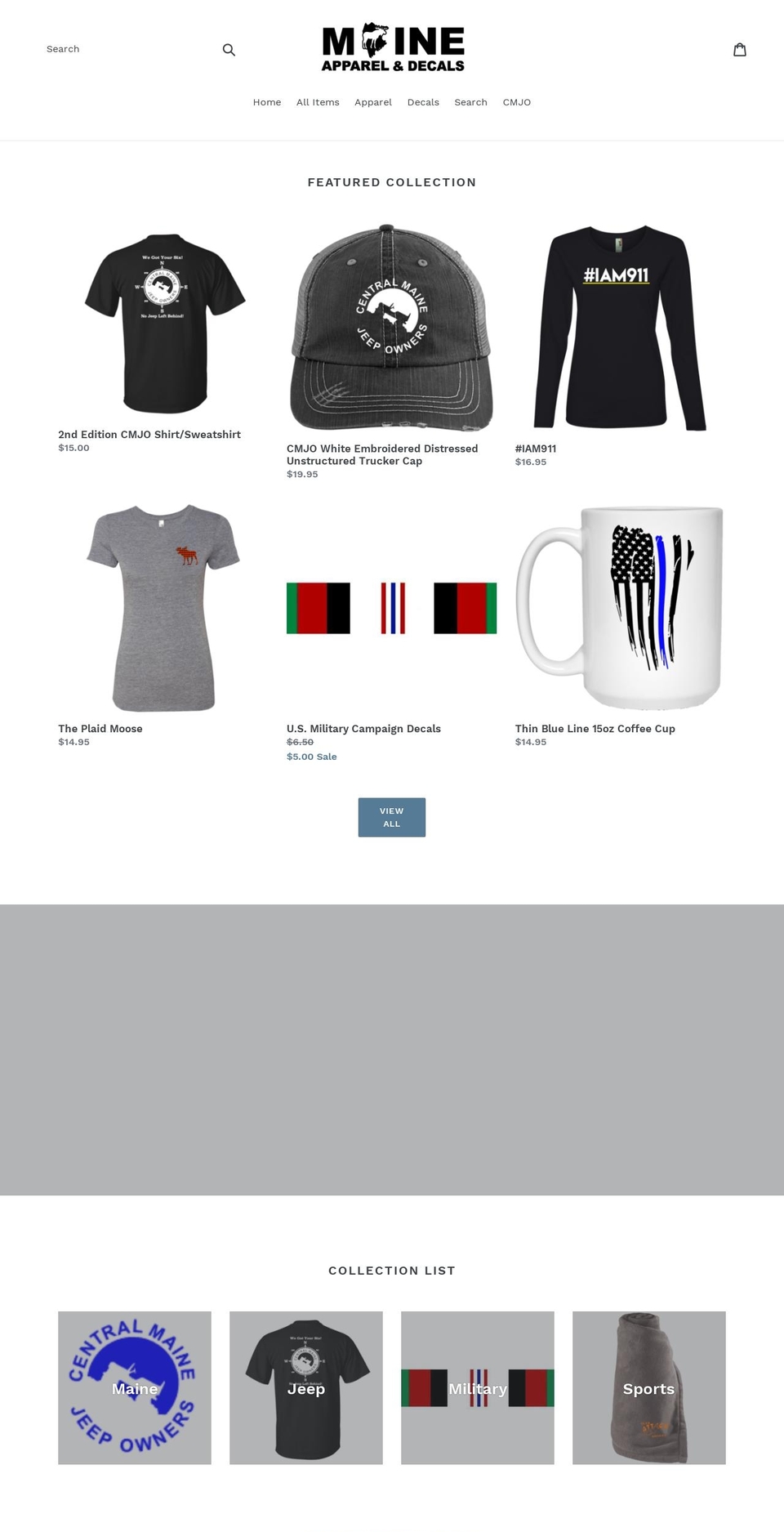 maineapparel.com — Shopify storefront screenshot