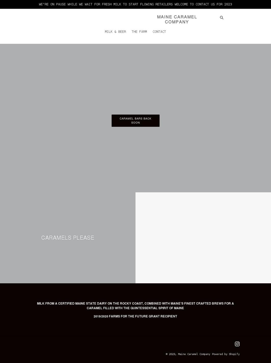 mainecaramelcompany.com shopify website screenshot
