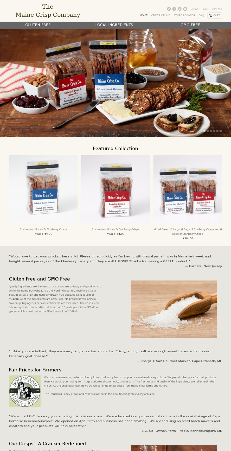mainecrispcompany.com shopify website screenshot