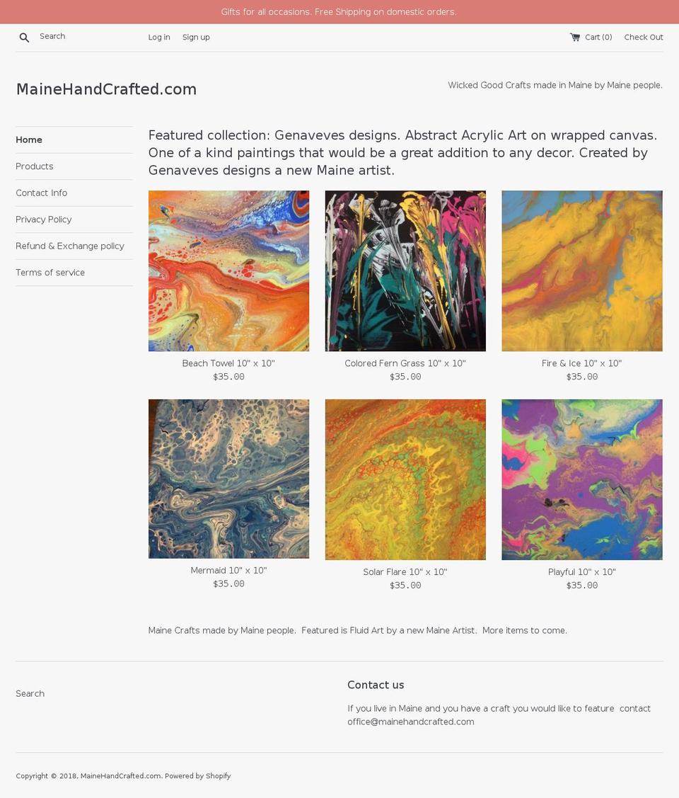 mainehandcrafted.com — Shopify storefront screenshot