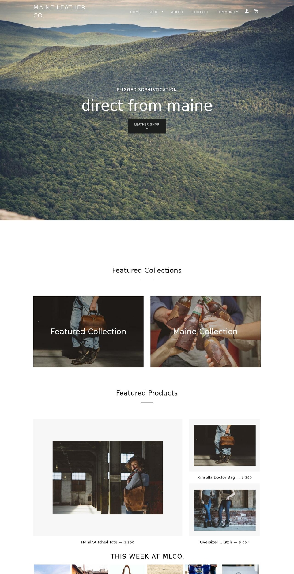maineleatherco.com shopify website screenshot