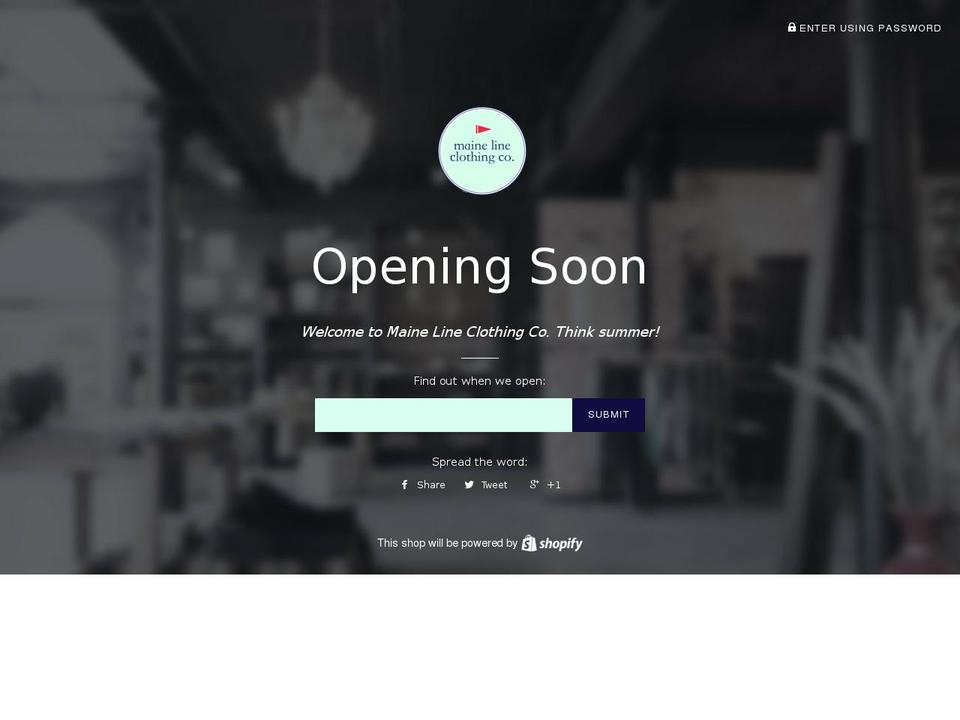 mainelineclothingco.com — Shopify storefront screenshot