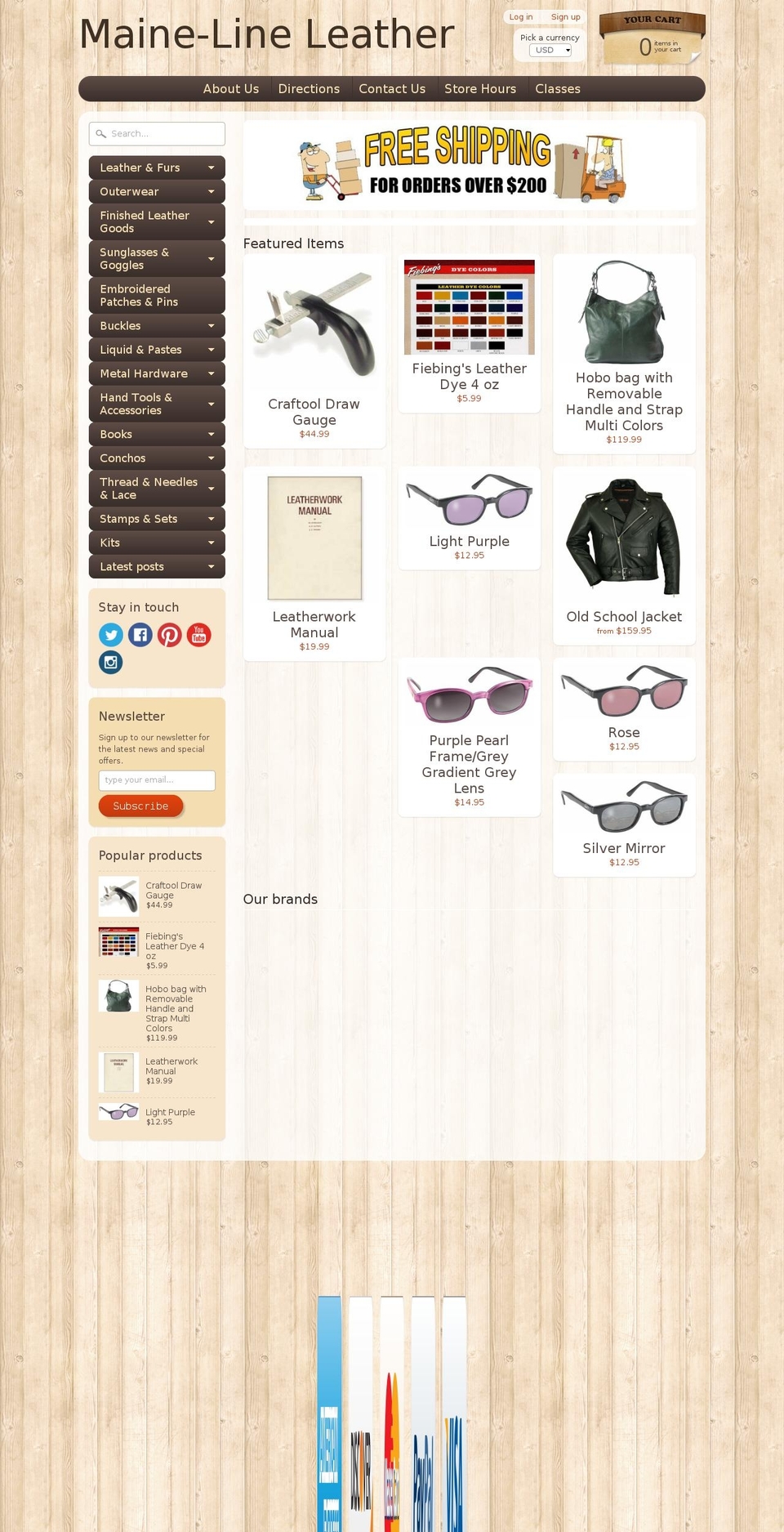 mainelineleather.com shopify website screenshot