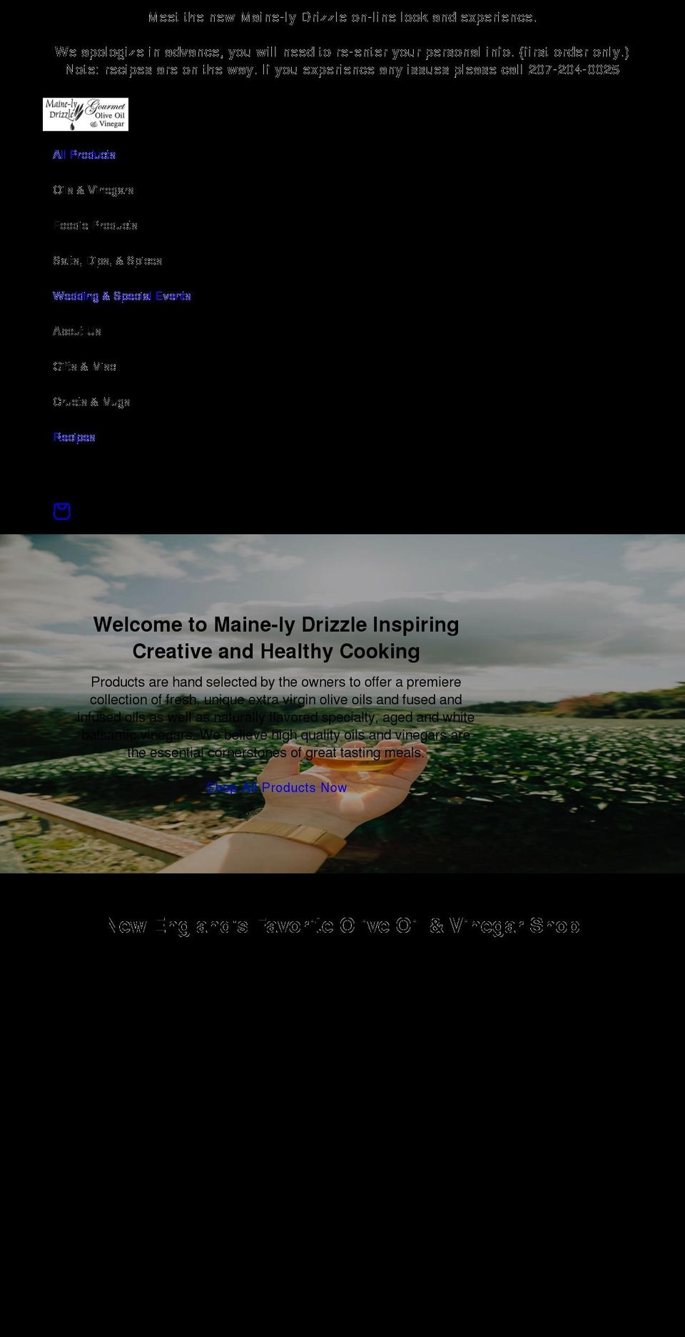 mainelydrizzle.com shopify website screenshot