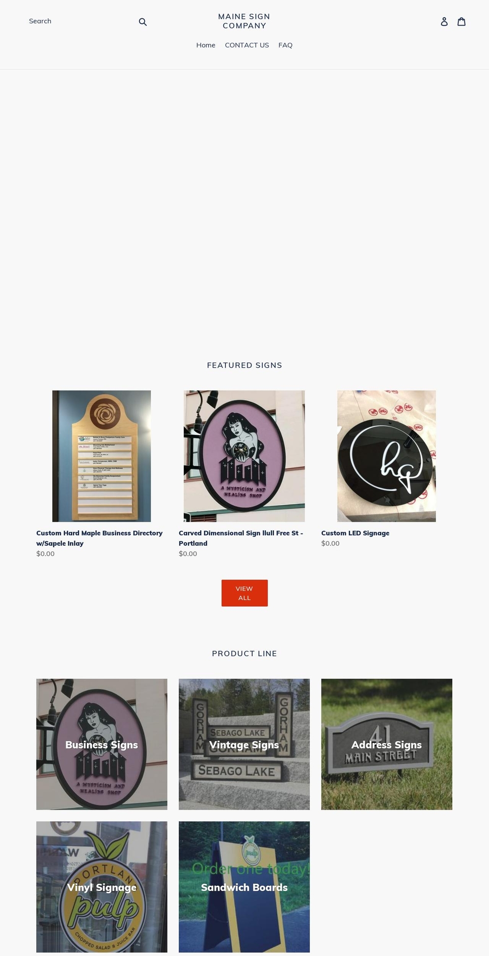 mainesigncompany.com shopify website screenshot