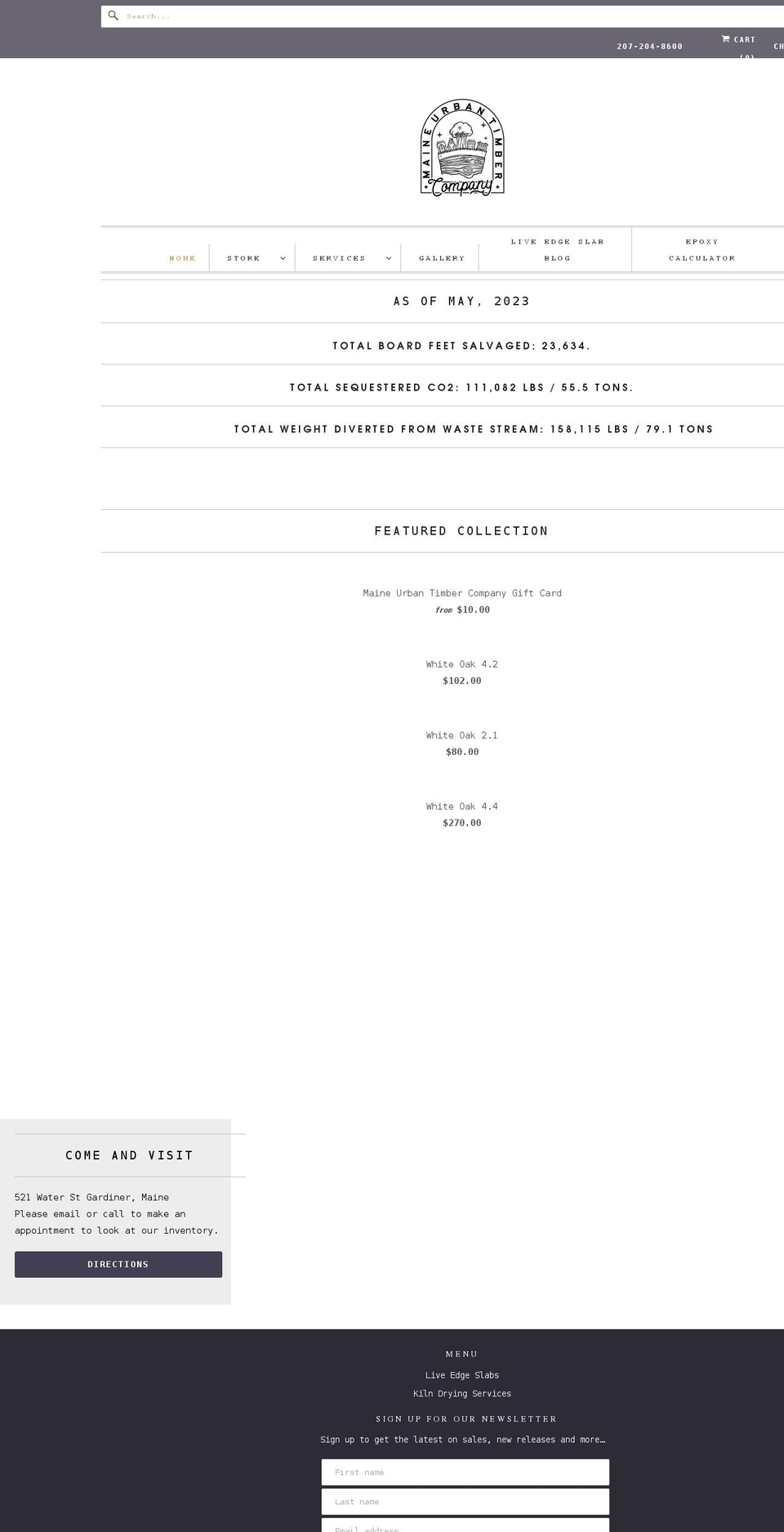 maineurbantimberco.com shopify website screenshot