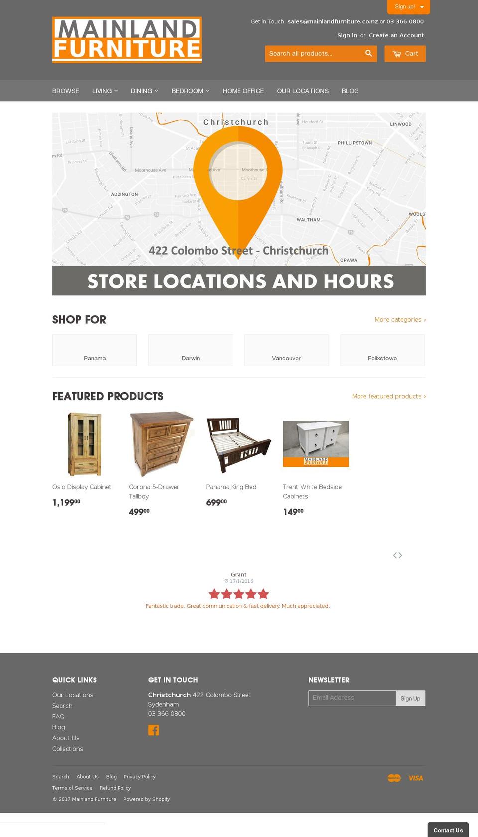 mainlandfurniture.com shopify website screenshot