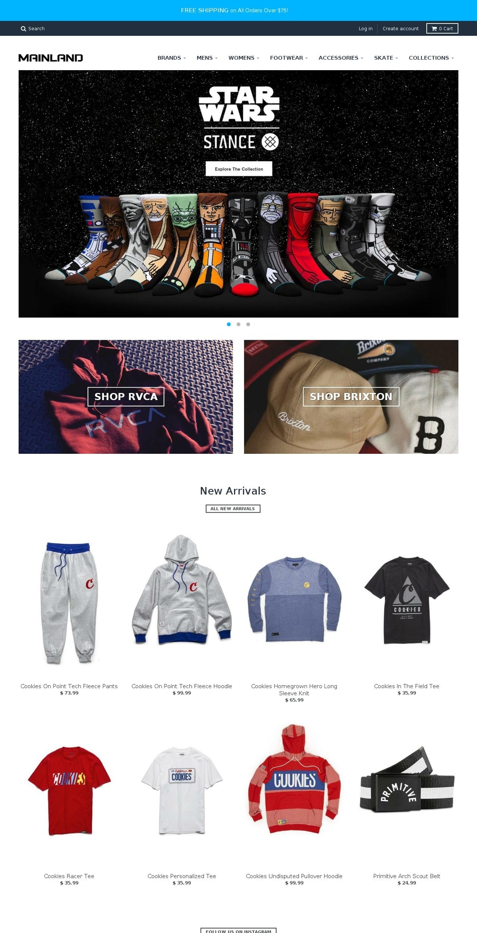 mainlandskateandsurf.com shopify website screenshot