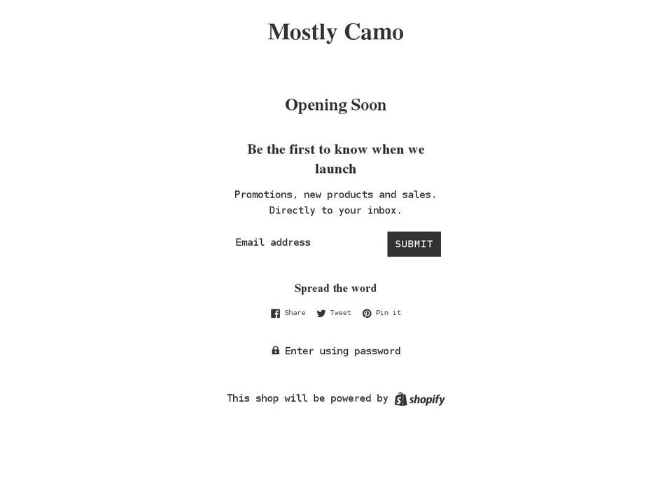 mainly-camo.myshopify.com shopify website screenshot