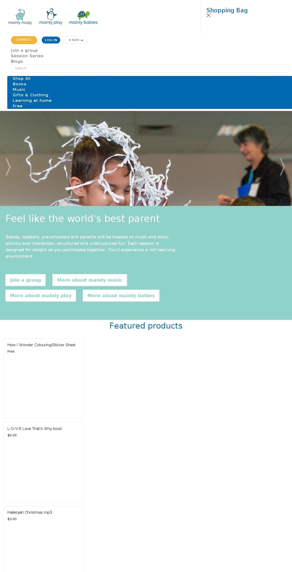 V Shopify theme site example mainlymusic.org.nz