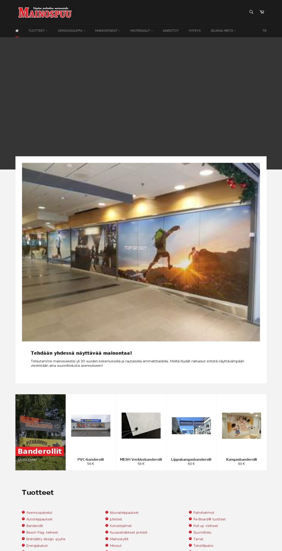 mainospuu.fi shopify website screenshot