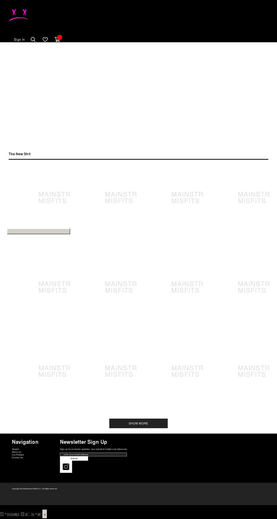mainstreammisfits.shop shopify website screenshot
