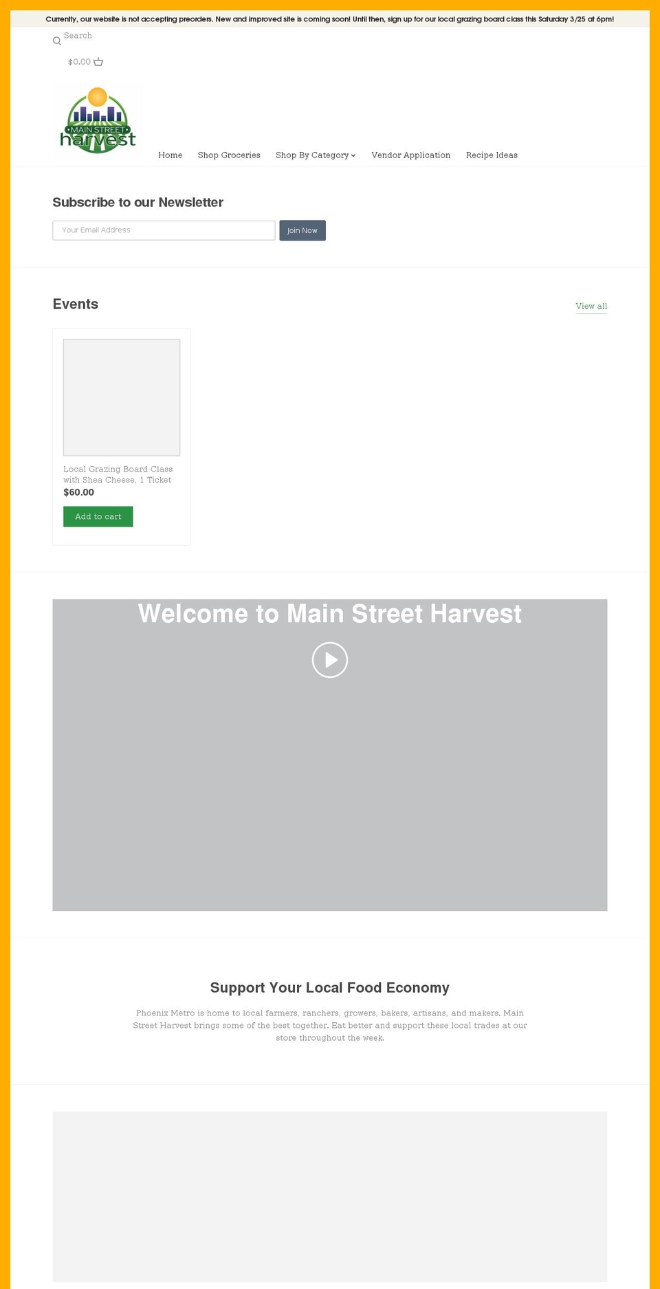 mainstreetharvest.com shopify website screenshot