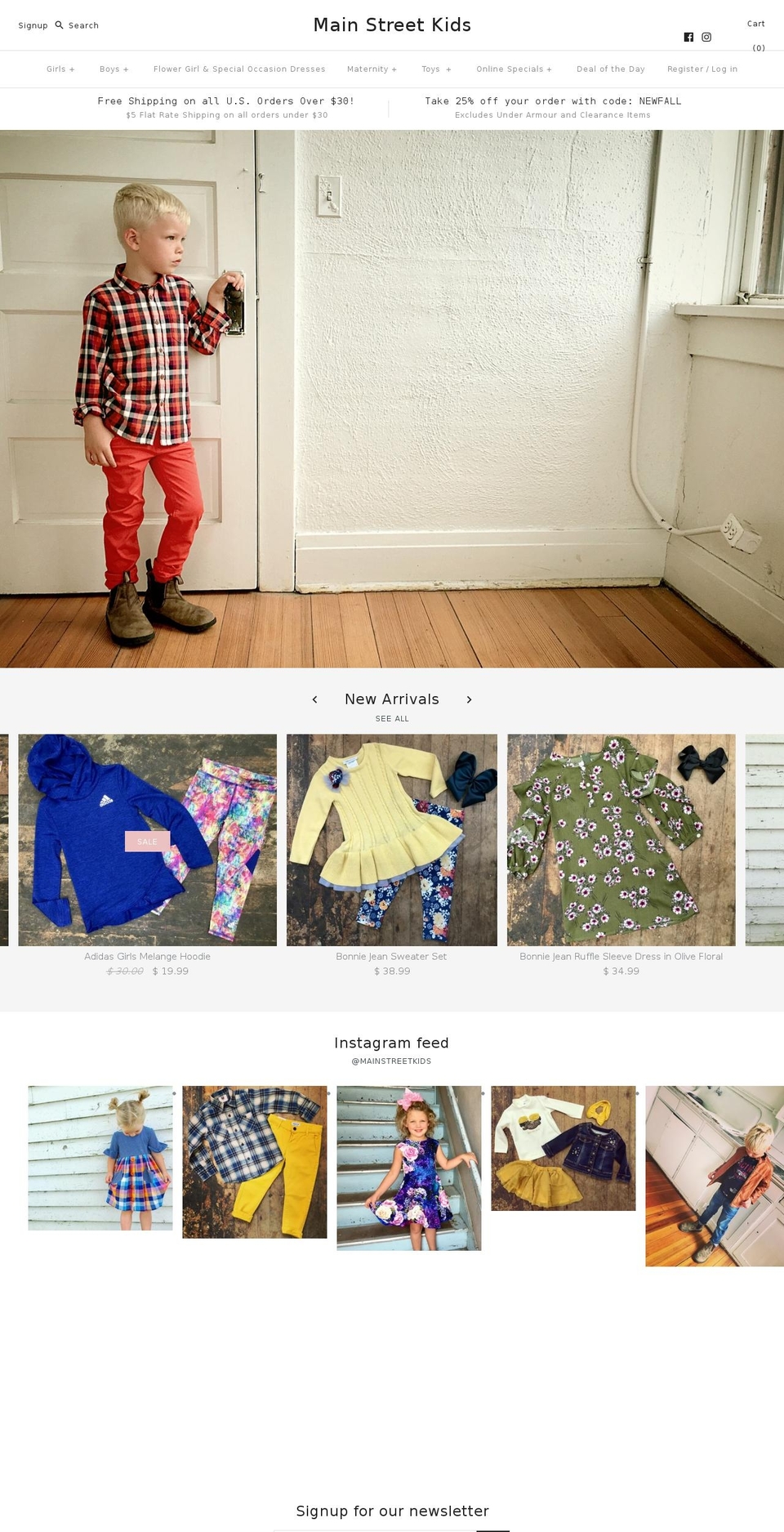 mainstreetkids.biz shopify website screenshot