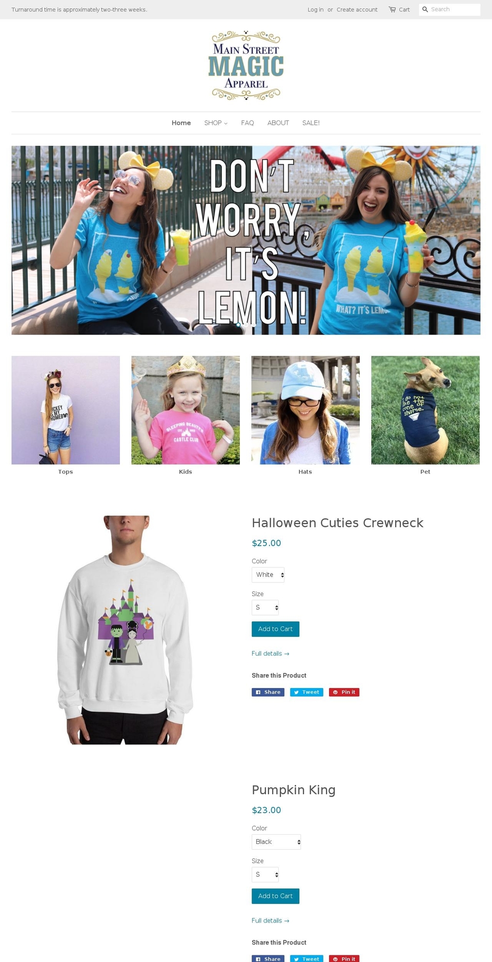 mainstreetmagicapparel.com — Shopify storefront screenshot