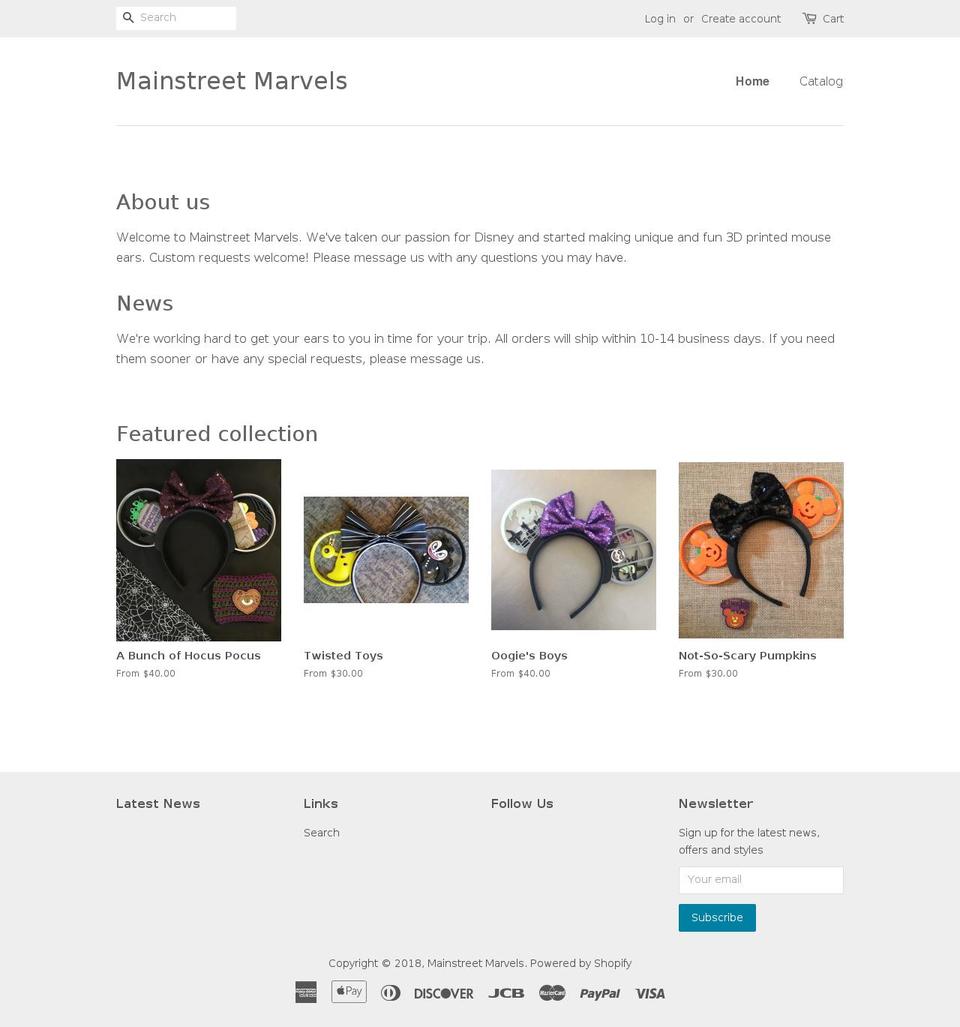 mainstreetmarvels.com shopify website screenshot