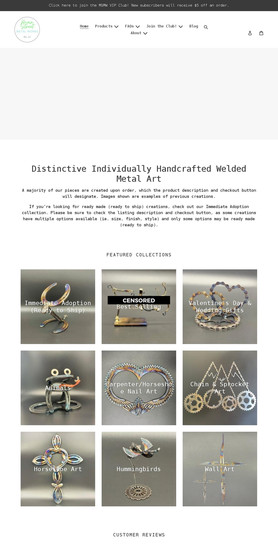 mainstreetmetalworksdane.com shopify website screenshot