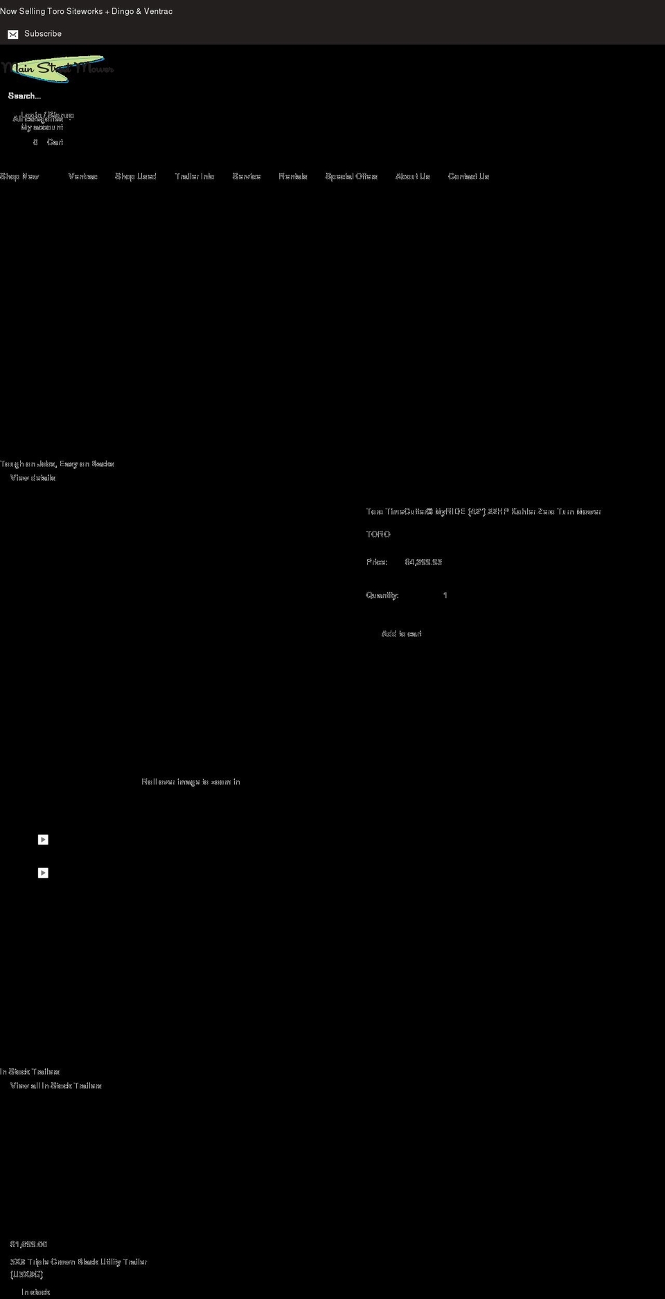 mainstreetmower.com shopify website screenshot