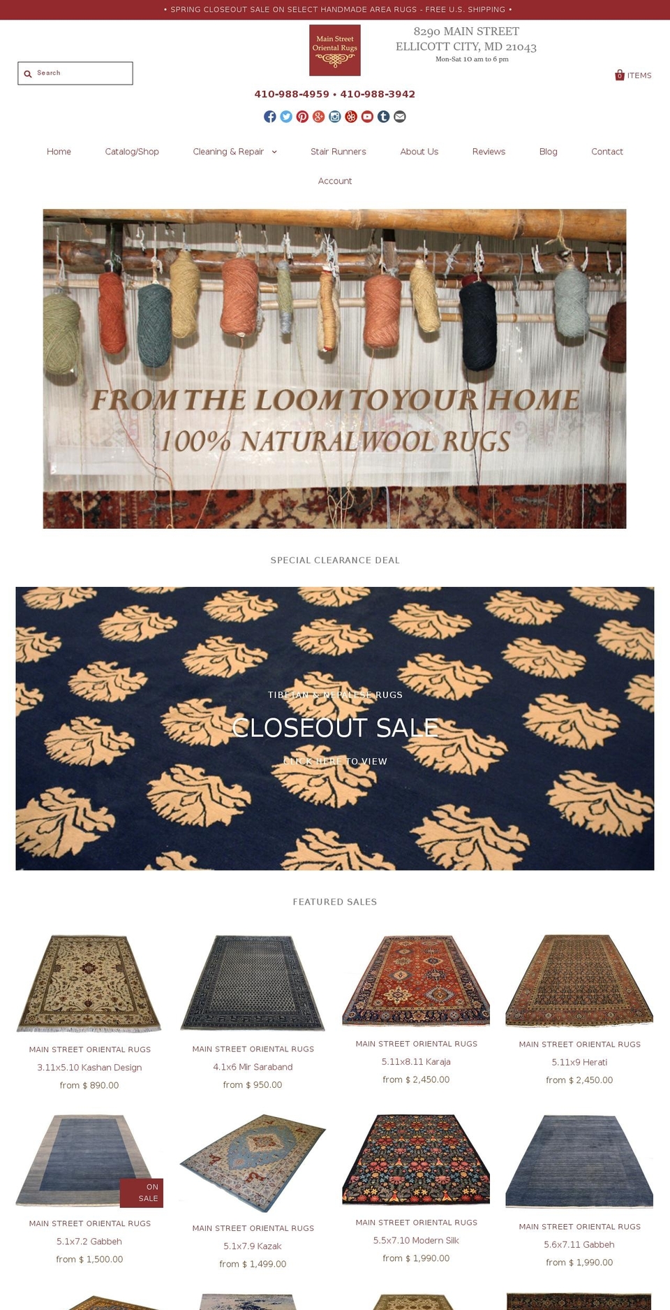 mainstreetorientalrugs.com shopify website screenshot