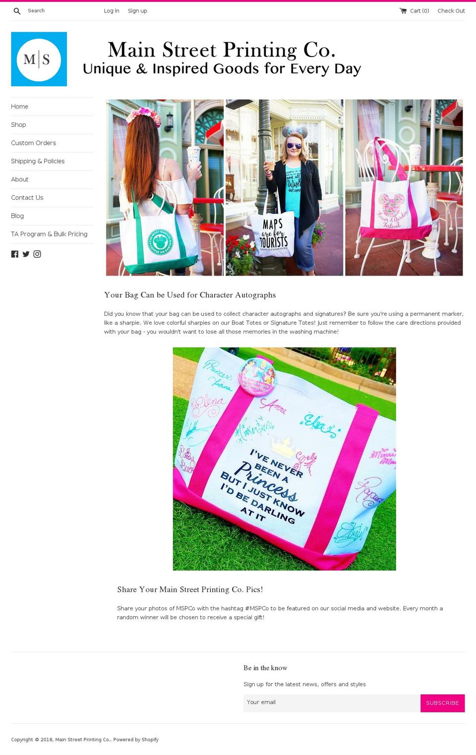 mainstreetprintingcompany.com — Shopify storefront screenshot