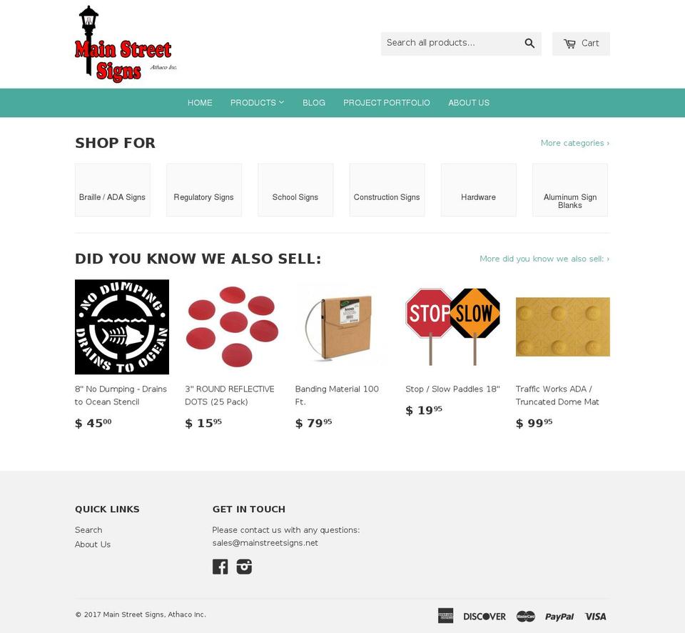 mainstreetsigns.net shopify website screenshot