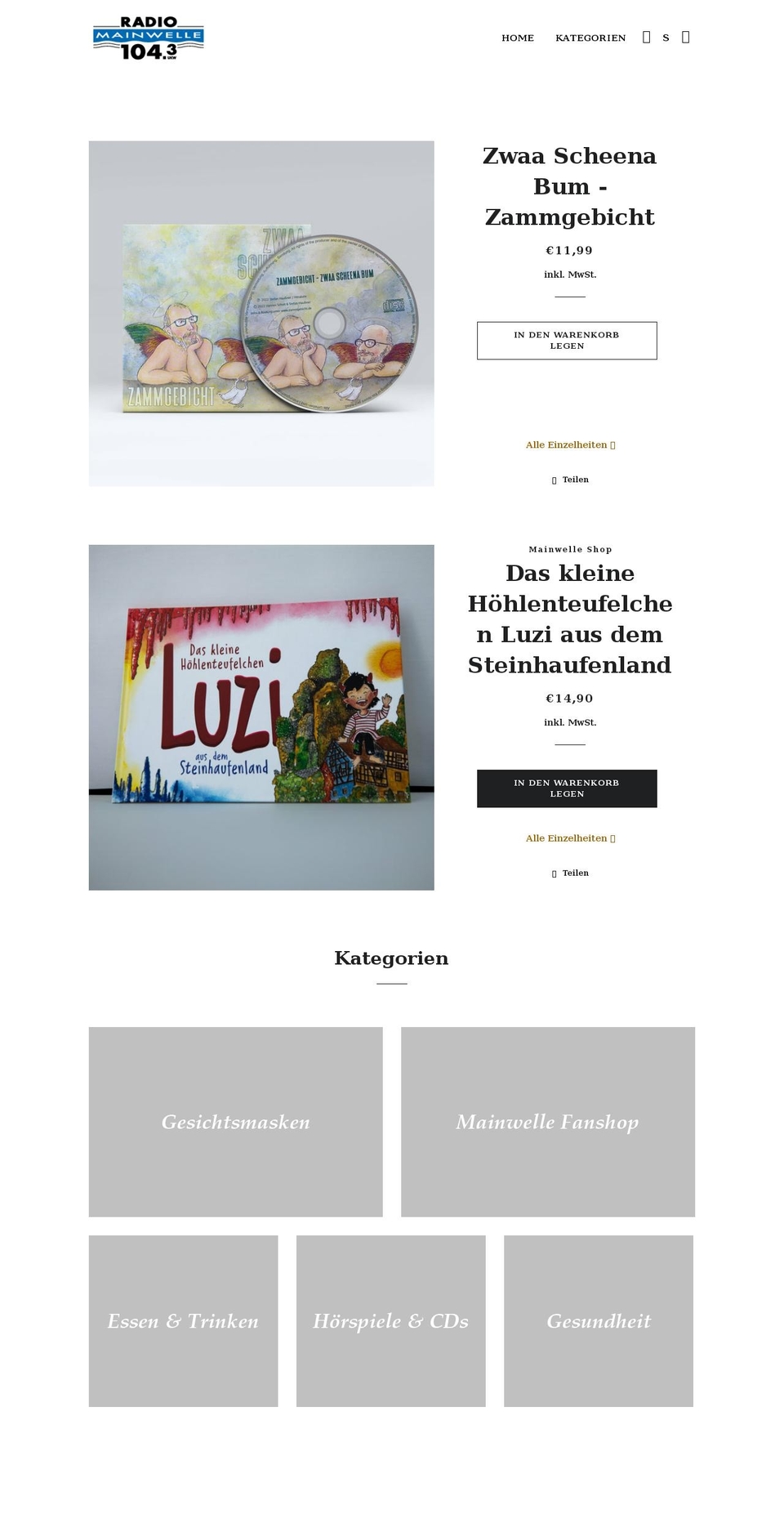 mainwelle-shop.de shopify website screenshot