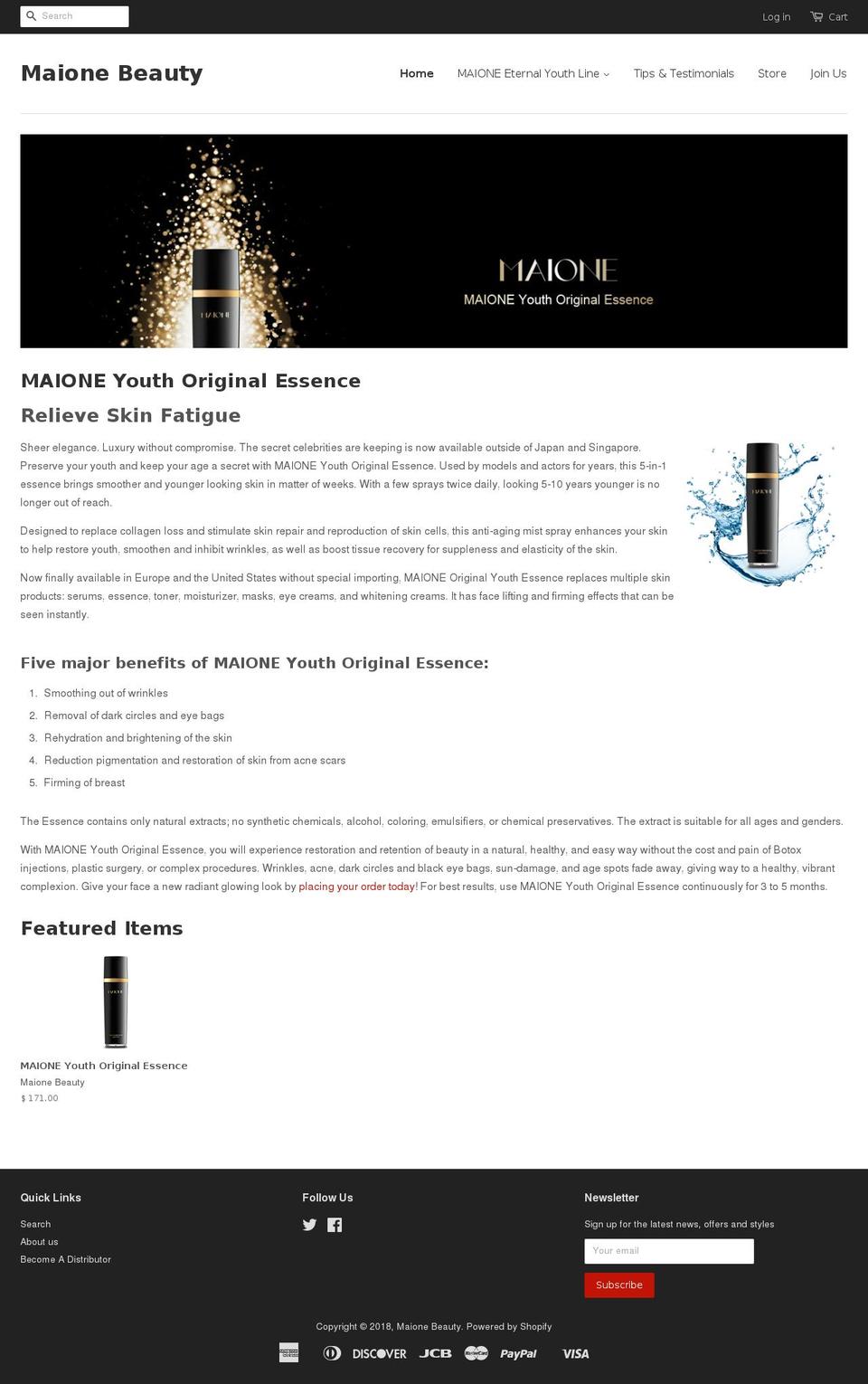 maionebeauty.com — Shopify storefront screenshot