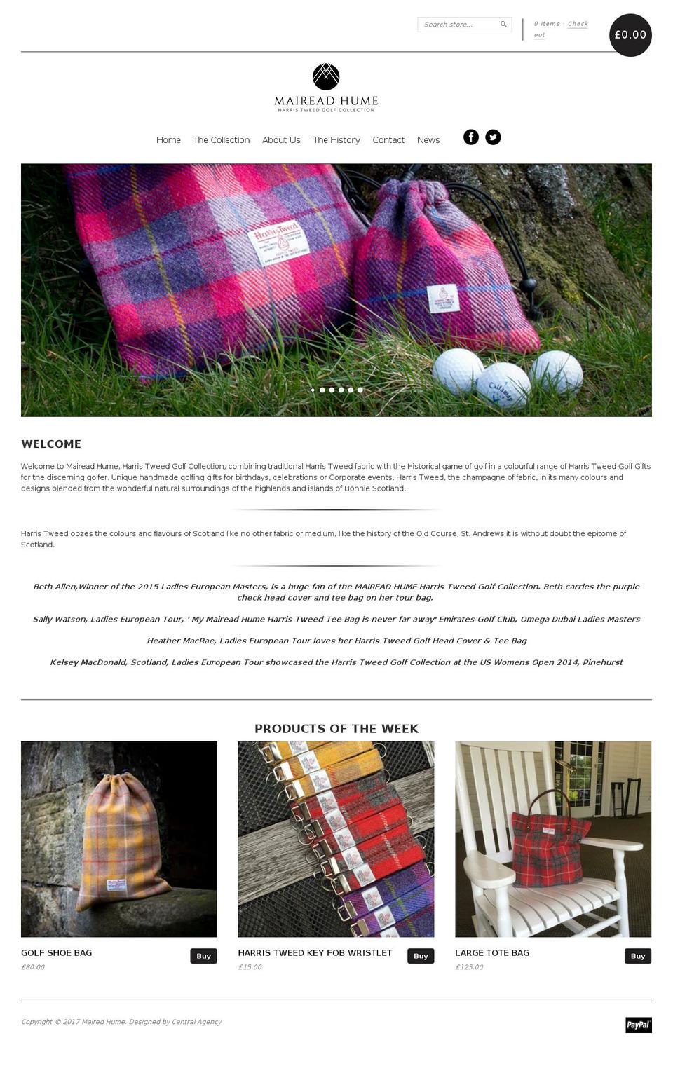 maireadhume.com shopify website screenshot