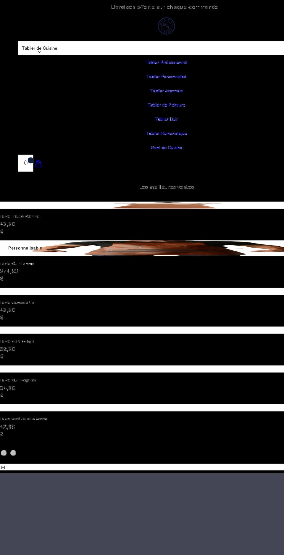 maison-du-tablier.com shopify website screenshot